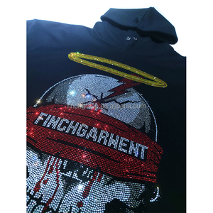 Felpe Invernali Nere XXXXL <span class=keywords><strong>con</strong></span> Collo Tondo, Felpe Trendy Autunnali <span class=keywords><strong>con</strong></span> Logo Personalizzato e <span class=keywords><strong>Teschio</strong></span> in Strass - Product Image 3