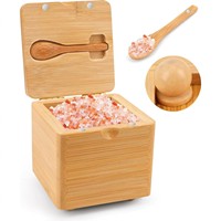Boîte à épices pratique en bambou écologique avec couvercle magnétique et mini cuillère de service pour comptoir de cuisine