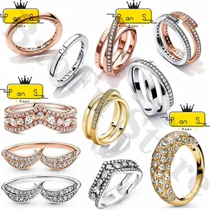 I gioielli da donna più venduti 925 anello triplo anello ad incastro in argento sterling adatto per accessori iPandoiraer originali