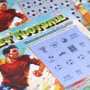 Gagnez instantanément Jeu de loterie <span class=keywords><strong>Carte</strong></span> de football fou Impression numérique Conception gratuite à gratter Impression de billets de loterie - Product Image 1