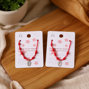 Braccialetto in Acciaio Inossidabile con Sette Nodi e Ciondolo a Lettera O, Cordino Rosso Fatto a Mano, Gioiello di Protezione - Product Image 2