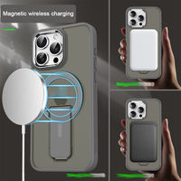 Étui de téléphone portable magnétique de support givré mat Transparent de luxe pour Iphone 13 14 Plus 15 Pro 16 Pro Max 17 Pro étuis de béquille