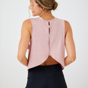 Vente de gros Tops décontractés de créateur pour femmes Chemises sans manches de grande taille pour entraînement sportif, fitness, yoga Débardeur court personnalisé - Product Image 2