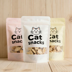 Özel Tasarım Geri Dönüştürülebilir Nem Geçirmez Ayakta Duran Köpek Maması Saklama Poşeti Fermuarlı Üstten Açılır Gıda Sınıfı Plastik Pencereli Kolay Görüntülü Evcil Hayvan Maması İçin - Product Image 1