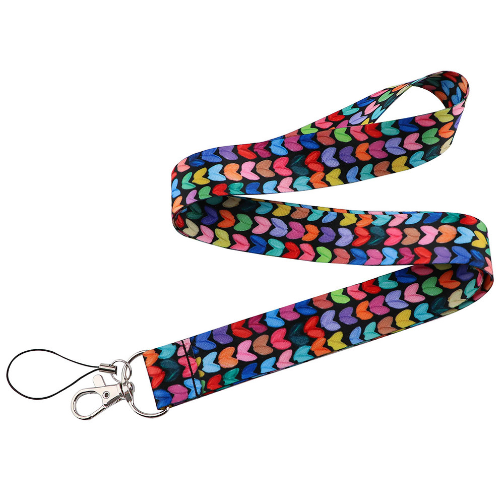 Fashion Heart Shape Design Lanyards Wholesale Promotional Gifts Phone Neck Satin Lanyards Custom Portable ID Card Holder Lanyard Image 2