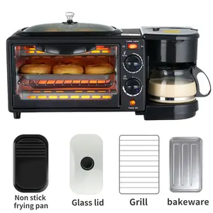 חם מכירה תנור חשמלי מחבת קפה אוטומטית מפבת 3 ב 1 יצרני ארוחת בוקר