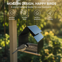 Mangeoire à oiseaux suspendue d'extérieur JH-Mech 15x15x18cm avec plateau à graines facile à nettoyer, mangeoire à oiseaux en métal durable avec revêtement en poudre