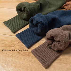 Chaussettes pour hommes en <span class=keywords><strong>laine</strong></span> à 10 %, logo personnalisé, chaussettes thermiques épaisses et résistantes, chaussettes côtelées multicolores pour hommes, vente en gros - Product Image 2