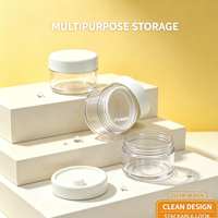Pot cosmétique vide rechargeable à double paroi de 10g en ABS transparent avec bouchon à vis blanc pour crème visage