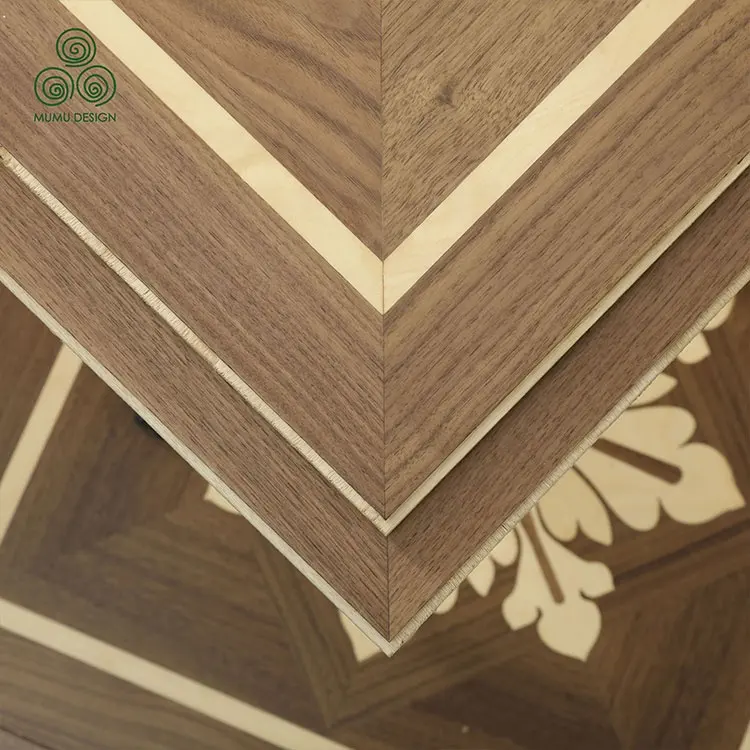 MUMU – Parquet géométrique en bois de rose russe, teck, noyer, chêne blanc, Chevron, os de poisson