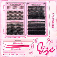 Cils artificiels synthétiques transfrontaliers très demandés, styles segmentés 40/60/80/100D pour volume, 780 pièces par paquet