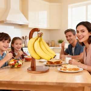 Soporte de Madera para Colgar Plátanos, Organizador de Frutas de Escritorio, Soporte Creativo para Frutas de Cocina, Diseño Simplificado de Una Sola Capa - Product Image 2