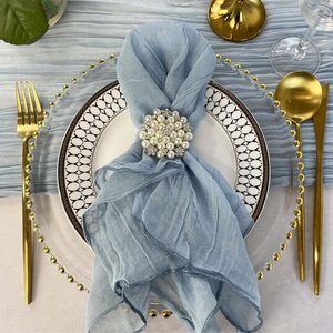 Serviettes en lin de coton modernes personnalisables faites à la main en tissu durable réglage de table jetable pour les mariages serviettes brodées - Product Image 1