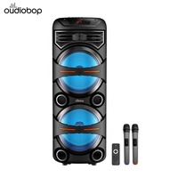 Système de sonorisation karaoké avec caisson de basses de 12 pouces, haut-parleur sans fil LED, microphone, double lecteur de carte, 2400 mAh