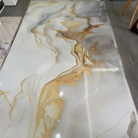 Paneles Decorativos de Pared de PVC con Textura de Mármol Blanco y Líneas Doradas, Resistentes al Agua, para Decoración de Interiores