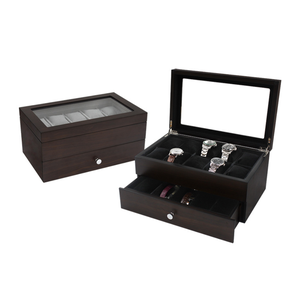 High-Grade Exquisite Double All-<b>Black</b> Eco-Friendly Rectangle Luxury Wooden Watch <b>Box</b> Custom Factory Product - Product Image 2