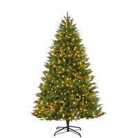 Hochwertiger Verschlüsselter Vollkunststoff-Weihnachtsbaum für Innenräume Luxuriöse Dekoration Metallständer Steckbar Warmweißes Licht 5-10 Fuß