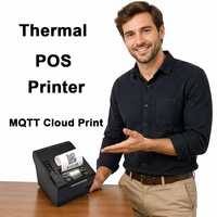 Imprimante thermique de reçus et codes-barres 80 mm avec coupe automatique, compatible MQTT Cloud, pour petites entreprises, sans fil, Bluetooth, USB, LAN