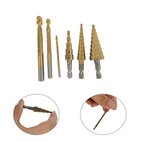 Jeu de 6 forets étagés HSS revêtus de titane, foret conique à rainure droite, foret hélicoïdal dentelé pour le métal, le bois et l'acier, outil de découpe de trous