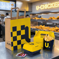 Caja de Cartón para Empacar Alimentos para Llevar, Diseño Personalizado, Caja Cuadrada de Kraft para Hamburguesas y Sándwiches