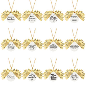 You Are My <strong>Sunshine</strong> Open Locket Sunflower Pendant Necklace Boho Jewelry Friendship <strong>Gifts</strong> Bff Letter Necklace Collier - Product Image 4