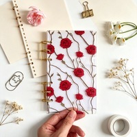 Carnet à spirale A6 DIY, avec couverture transparente en PVC givré, classeur acrylique à 6 trous à motifs floraux, feuilles mobiles pour usage scolaire