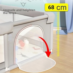 Valla Protectora Plegable para Bebés con Tela de Felpa, Forma Cuadrada, para Niños de 3 a 6 Años - Recinto de Juego para el Suelo del Hogar - Product Image 1