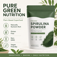 Poudre de Spiruline Bio Complexe Probiotique 5 Milliards d'UFC Prébiotique Inuline Soutien Quotidien au Bien-être Superaliment Vert en Poudre