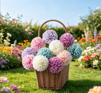 Bola Pompom Bunga Kamelia Sutra Buatan Tangan 50cm untuk Dekorasi Pernikahan, Paskah, Hari Valentine & Thanksgiving