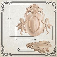 Bois sculpté Onlay Appliques Smolder non peint en bois sculpté fleur sculptures décalcomanies pour armoire meubles de maison 9.84 "X 11.02"