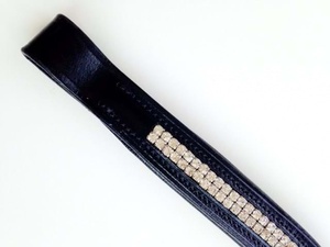 Hoge Kwaliteit <span class=keywords><strong>2</strong></span>-Row Clear Crystal V-Shape Luxe Wenkbrauwband Echt Lederen Paardenproduct - Product Image 5