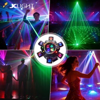 Lumière laser LED à six bras mini mobile, faisceau d'éclairage vert, rouge et RGBW, couleurs émettrices pour discothèque, scène, DJ