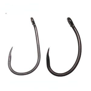 Vente en gros de hameçons pour <span class=keywords><strong>carpe</strong></span> sans barbe en acier à haute teneur en carbone, gris, noir, tige incurvée, poils de <span class=keywords><strong>carpe</strong></span>/<span class=keywords><strong>Chod</strong></span> Zig <span class=keywords><strong>Rig</strong></span> 2-10 tailles, lac/réservoir - Product Image 1