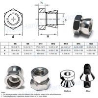 Écrou hexagonal en métal de haute qualité, taille de filetage personnalisée, fixation protectrice en forme de dôme pour meubles, électronique et machines