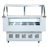 Vitrine ronde commerciale d'affichage de crème glacée de baril/casserole carrée vitrine de crème glacée dure en verre transparent pour des saveurs multi