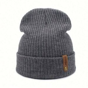 Bonnet d'hiver chaud unisexe, bonnet de ski tricoté avec broderie 3D personnalisée, modèle classique - Product Image 1