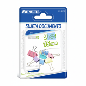 Mengfu M-0125 Clip per Rilegatura Colorate da 15mm per Ufficio e Scuola, 9 Pezzi con Magnete, in Materiale Plastico PP, Prodotte in Cina - Product Image 2