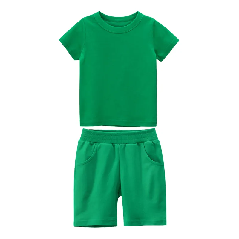 Baby Summer Fashion Sweatsuit Sets Kids Tales Pajamas Clothing Boys Blank Shorts And Custom T Shirt 100% Cotton Wholesale/