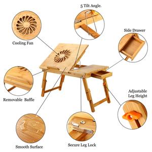 Combohome <span class=keywords><strong>Plateau</strong></span> de lit <span class=keywords><strong>pour</strong></span> <span class=keywords><strong>ordinateur</strong></span> portable grande taille, table de lit réglable en bambou avec ventilateur USB, <span class=keywords><strong>plateau</strong></span> de lit <span class=keywords><strong>pliable</strong></span> avec tiroir <span class=keywords><strong>pour</strong></span> <span class=keywords><strong>ordinateur</strong></span> - Product Image 2