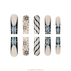 Puntas de <span class=keywords><strong>Uñas</strong></span> Estilo Francés, Puntas de <span class=keywords><strong>Uñas</strong></span> <span class=keywords><strong>Semipermanentes</strong></span>, <span class=keywords><strong>Uñas</strong></span> Artificiales, Paquete al por Mayor de 24 Piezas - Product Image 2