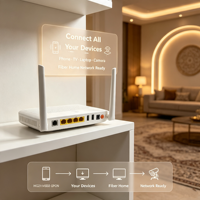 Xinsuhang - Router WiFi AC1200 GPON ONT HG6145D2 Personalizado OEM ODM, Módem 4GE 2USB SC UPC para Uso FTTH/FTTR, Logotipo Personalizado