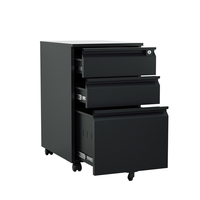 Armoire de classement mobile moderne en acier à 3 tiroirs avec piédestal métallique personnalisé, rangement de bureau et roulettes pour utilisation sous le bureau ou à l'école