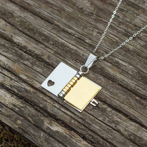 Multi Style Engraved 18K PVD Stainless Steel <b>Book</b> Locket <b>Necklace</b> | Customizable Romantic Pendant | Waterproof & Hypoallergenic - Product Image 3