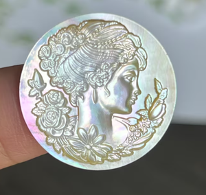 20mm délicat <span class=keywords><strong>nacre</strong></span> lune croissant étoile filles <span class=keywords><strong>camée</strong></span> pendentif coquille sculptée vadrouille déesse <span class=keywords><strong>camée</strong></span> cabochon - Product Image 4