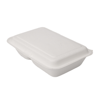 Emballage en pulpe jetable biodégradable à 2 compartiments Boîte à lunch en bagasse de canne à sucre Assiettes jetables sans danger pour les aliments