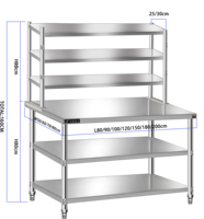 Étagère à grande capacité en acier inoxydable, support rectangulaire pour vaisselle, équipement de cuisine, matériel métallique