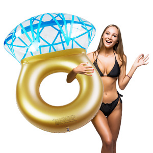 Bouée gonflable en forme de bague de diamant pour deux personnes, nouveauté en PVC, pour adultes - Product Image 1