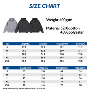 Sweat à capuche d'hiver 400Gsm Broderie unie French Terry Fabricant Hoodie Acid Wash Oversized Hoodie pour hommes - Product Image 6
