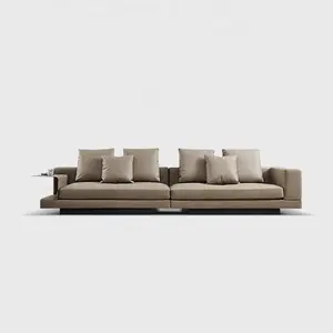 Italian minimalist first layer cowhide modern living room sofa combination Nordic luxury straight row leather sofa