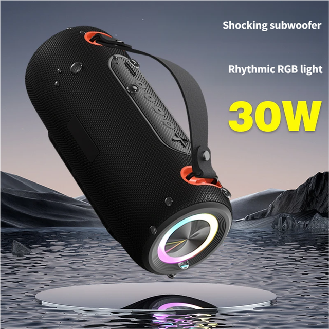 Travel Camping Outdoor Portable Bluetooth Speaker 30W Waterproof IPX6 RGB Light Long Battery TWS Stereo Wireless Speaker